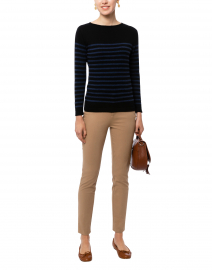 Black and Blue Striped Cotton Sweater