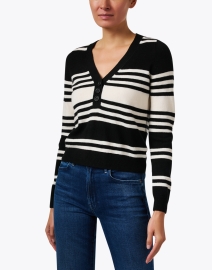 Front image thumbnail - Chinti and Parker - Black and Cream Striped Sweater
