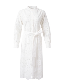 Product image thumbnail - Shoshanna - Hollis White Cotton Eyelet Shirt Dress