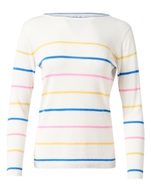 Product image thumbnail - Blue - White Multi Stripe Cotton Sweater
