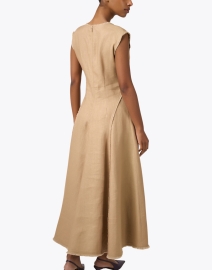 Back image thumbnail - Lafayette 148 New York - Tan Linen A-Line Dress 