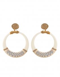 Ivory Resin with Blue Raffia Circle Drop Earring