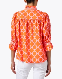 Back image thumbnail - Gretchen Scott - Pink and Orange Print Ruffle Tunic Top