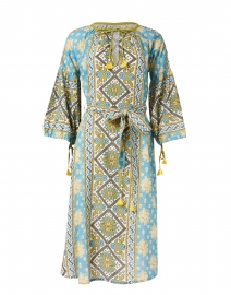 Margita Blue Floral Print Cotton Dress