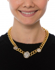 Gold Chain Necklace with 3 Silver Coins