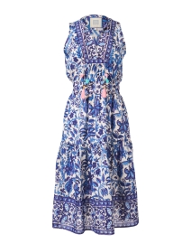 Emily Blue Print Cotton Silk Dress