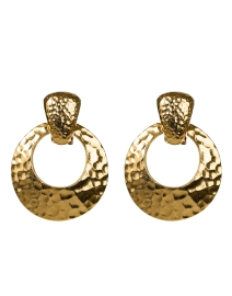 Product image thumbnail - Ben-Amun - Gold Doorknocker Clip Earrings