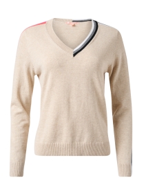 Product image thumbnail - Lisa Todd - Beige Contrast Stripe Cotton Sweater