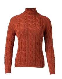 Cinnamon Brown Cotton Cable Knit Sweater