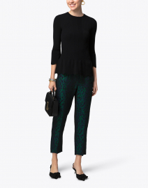 Navy and Green Leopard Printed Pull On Pant