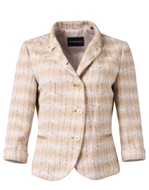 Product image thumbnail - Emporio Armani - Beige Chevron Tweed Jacket
