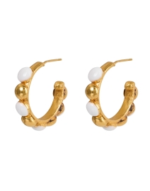 Product image thumbnail - Sylvia Toledano - Mini Gold and White Hoop Earrings