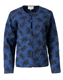 Elsa Navy and Black Floral Print Quilted Cotton Jacket