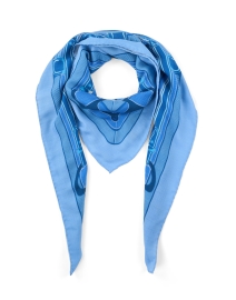 Product image thumbnail - Rani Arabella - Blue Print Wool Cashmere Silk Scarf