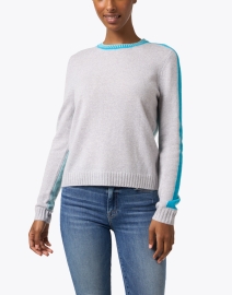 Front image thumbnail - Lisa Todd - Blue and Grey Cashmere Sweater