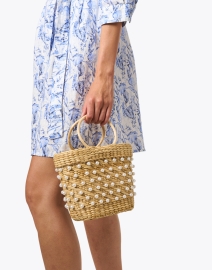 Look image thumbnail - Poolside - Mak Tan Pearl Woven Handbag