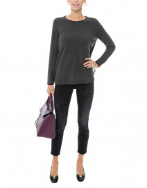 Charcoal Side Tie Cashmere Sweater
