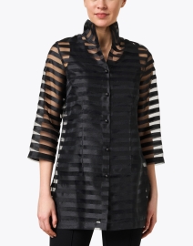 Front image thumbnail - Connie Roberson - Rita Black Striped Silk Jacket
