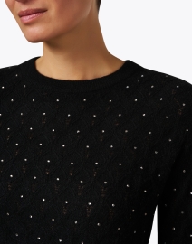 Extra_1 image thumbnail - White + Warren - Black Cashmere Embellished Sweater