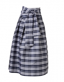 Product image thumbnail - Connie Roberson - Navy and White Plaid Taffeta Wrap Skirt