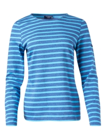 Product image thumbnail - Saint James - Minquidame Blue Striped Cotton Top