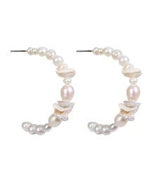 Gemma White Gold Pearl Hoop Earrings
