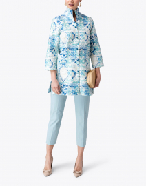 Connie Roberson - Rita Blue Pastice Printed Linen Jacket