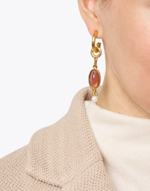 Look image thumbnail - Ben-Amun - Gold Stone Drop Earrings 