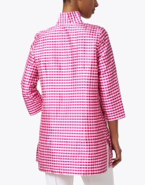 Back image thumbnail - Connie Roberson - Rita Pink and White Gingham Silk Top