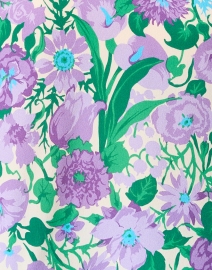 Fabric image thumbnail - Weekend Max Mara - Vorra Green and Purple Floral Silk Blouse 