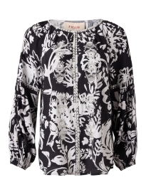 Product image thumbnail - Figue - Tula Black and White Floral Top