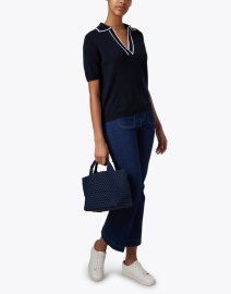 Look image thumbnail - Allude - Navy Wool Cashmere Polo Sweater 