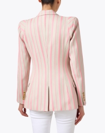 Back image thumbnail - Smythe - Classic Pink Striped Linen Blazer