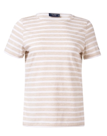 Etrille Beige and White Striped Cotton Tee