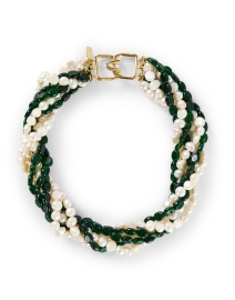 Product image thumbnail - Kenneth Jay Lane - Green Stone and Pearl Multi Strand Necklace