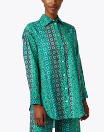 Front image thumbnail - Ro's Garden - Paloma Green Print Cotton Blouse