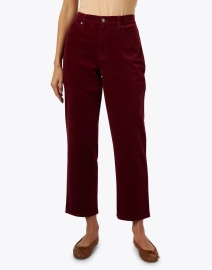 Front image thumbnail - Eileen Fisher - Red Corduroy Straight Ankle Pant