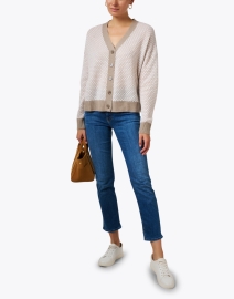 Look image thumbnail - Jumper 1234 - Honeycomb Brown and Cream Cashmere Cardigan