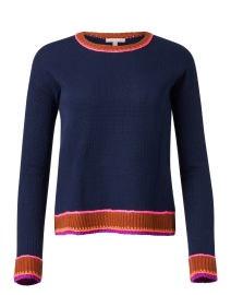 Navy Cotton Trim Detail Sweater