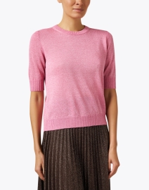 Front image thumbnail - D.Exterior - Pink Lurex Elbow Sleeve Sweater