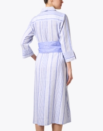 Back image thumbnail - Hinson Wu - Tamron Blue Striped Linen Shirt Dress 