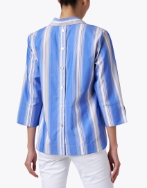 Back image thumbnail - Hinson Wu - Aileen Blue Multi Striped Cotton Top