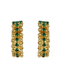 Gold and Green Drop Clip Hoop Earrings