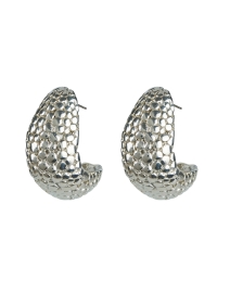 Product image thumbnail - Kenneth Jay Lane - Silver Pebbled Hoop Earrings