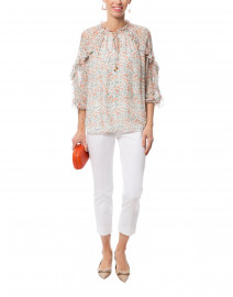 Cardinale Ivory and Blush Floral Silk Blouse