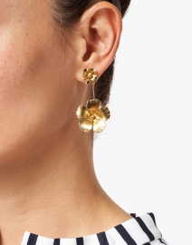 Look image thumbnail - Jennifer Behr - Kalina Gold Floral Drop Earrings