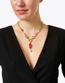 Look image thumbnail - Ben-Amun - Gold Pearl and Stone Necklace