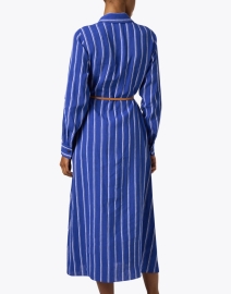 Back image thumbnail - Lafayette 148 New York - Waylon Blue Stripe Linen Dress