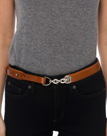 Glazed Cognac Leather Chain Toggle Belt