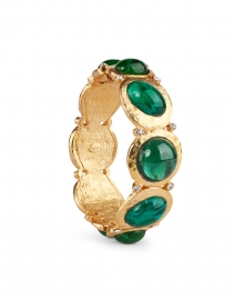 Kenneth Jay Lane - Gold and Emerald Stone Hinged Bracelet